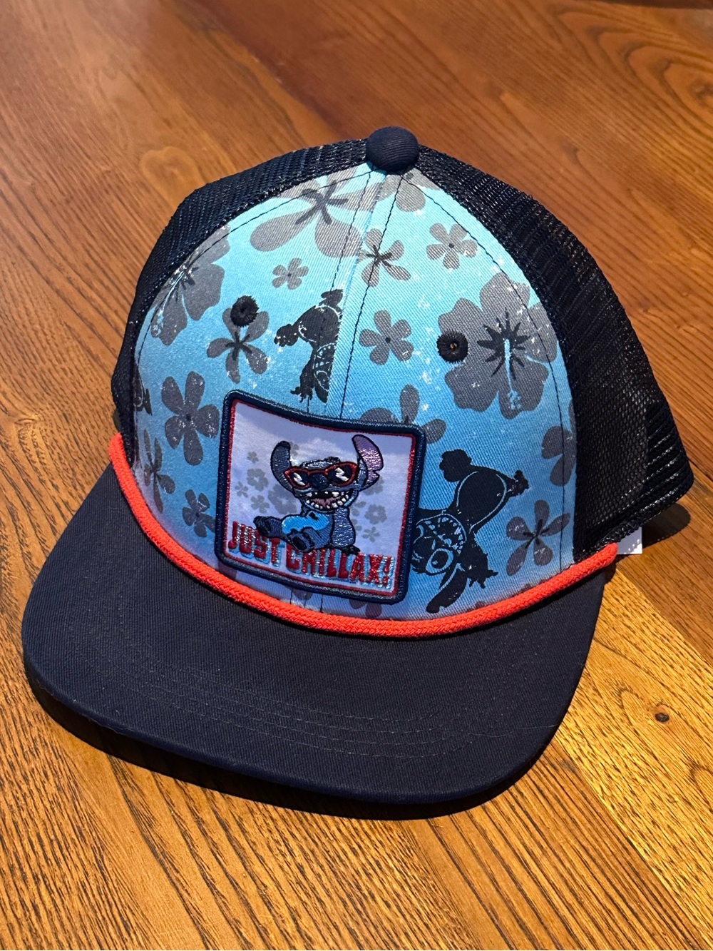 Stitch 'Just Chillax' Floral Mesh Trucker Hat